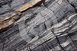 close-up of coal seams within sedimentary rock