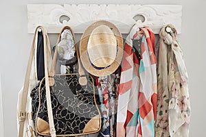 Close Up Of Coat Rack In Modern Home photo