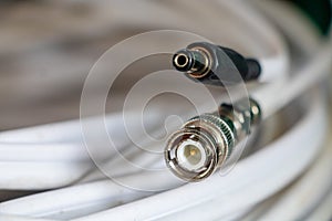 close-up coaxial connectors cable for Transmitting TV, CCTV