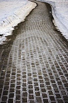 Close up of cobblestone pavement