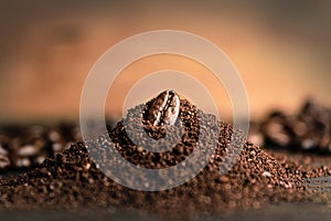 Close up coffee bean on Coffee grind