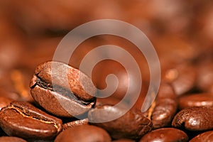 Close up of coffee bean on coffee's background