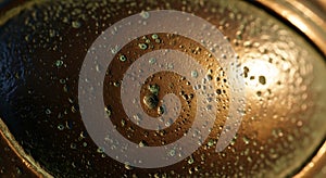 Close-up of a coffee cup's surface with bubbles and reflections