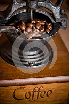 Close up coffee grinder