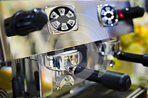 Close-Up of coffee machine making a cup of coffee