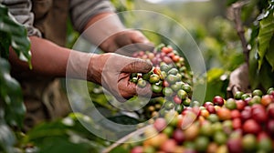Close-up of coffee picker& x27;s hands