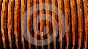 A close-up of a coil of brown leather texture