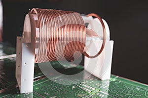 Close-up of a coil of copper wire