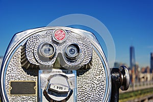 Close up of coin operated binoculars