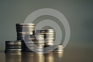 close-up of the coins stack for a financial business presentation background