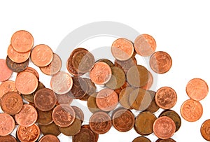 Close-up of coins on white background