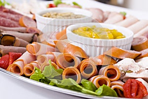 Close Up Of Cold Meat Catering Platter