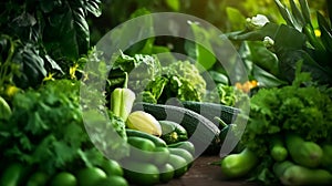 A close up of collection of fresh vegetables plant in plantation