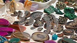 Close-up collection of various jewellery semiprecious stones.