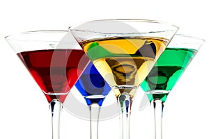 Close up of color cocktails