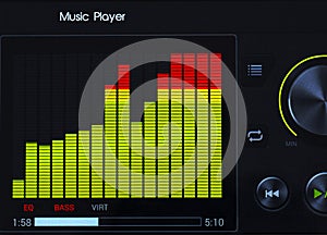 Color graphic music player equalizer close-up