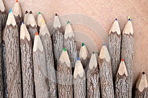 Close up Color Pencils made of branches