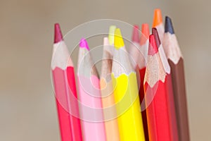 Close up colored pencils