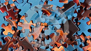 Close-Up of Colored Puzzle Pieces that Rotating Counterclockwise