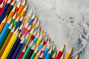 Close-up of colored sharpened pencils