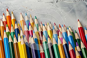 Close-up of colored sharpened pencils