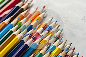 Close-up of colored sharpened pencils