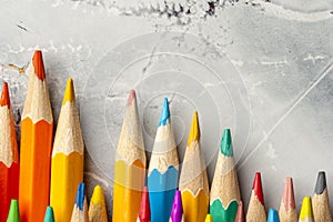 Close-up of colored sharpened pencils