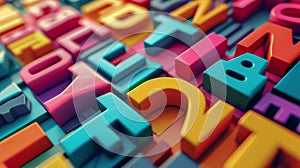 A close up of a colorful array of letters and numbers, AI