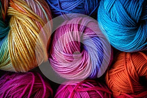 close up of colorful balls of wool