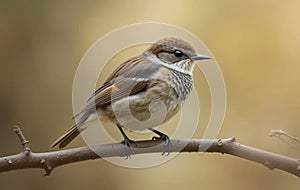 Charming Small Bird Perched on a Bare Branch