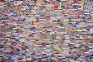 Close up of colorful brick wall texture