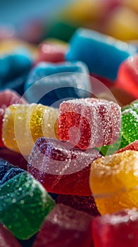close-up of colorful candie gummies