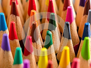 Close Up Colorful Colored Pencils School Supplies