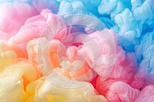 close up of colorful cotton candy candy floss