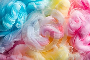 close up of colorful cotton candy candy floss