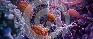 Close-up of colorful and dangerous bacteria and viruses. The image reflects the complexity and diversity of life