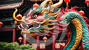 Dragon Statue in a Temple photo