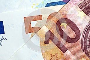 Close up of colorful euro money. Euro money background.