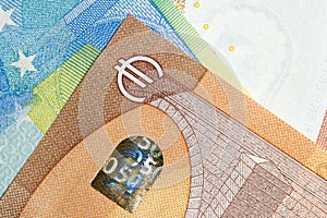 Close up of colorful euro money. Euro money background.