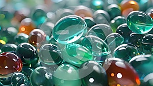 Close-Up of Colorful Glass Marbles in Soft Lighting