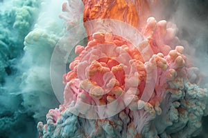 close-up of a colorful hydrothermal vent emitting smoke