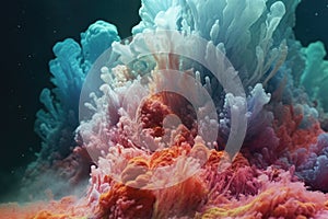 close-up of a colorful hydrothermal vent emitting smoke