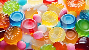 Closeup of a colorful jelly candies background