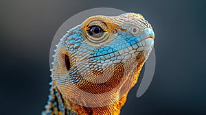 Close-up of colorful lizard head
