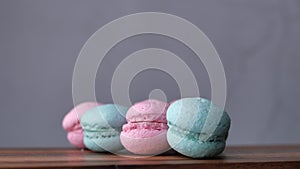 Close up of colorful macaroon table for decoration