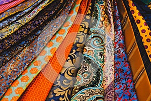 Close-up Of Colorful Mens Ties Accessories Fashion Boutique Prints