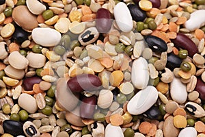 Close-up of colorful mixed grains and legumes