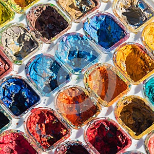 Close up of colorful paint palette