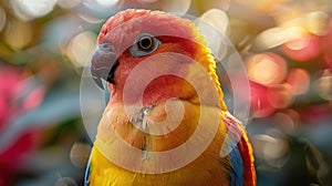 Close-up of a Colorful Parrot with Blurred Background photo