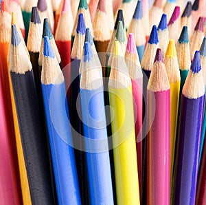 Close up of colorful pencil tips